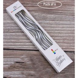 Bubble Trouble Metallic Twisted Candle Silver - Pack of 6-23