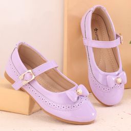 Cute Walk by Babyhug Buckled Closure Ballerina With Bow & Pearl Applique- Purple-image-25