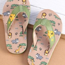Cute Walk by Babyhug Slip On Flip Flops with Wild Animal Print & Applique- Green-image-17