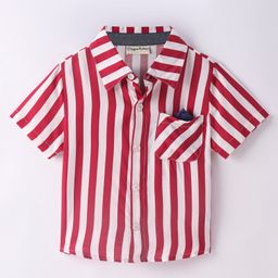 CrayonFlakes Rayon Half Sleeves Striped Shirt - Red-picture-48