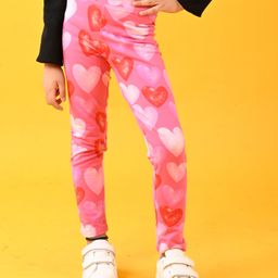 Anthrilo Hearts Printed Leggings - Pink-image-42
