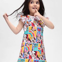 Babyhug Disney Single Jersey Knit Frill Sleeves Top & Frock With Minnie Mouse Print -Multicolor-image-72