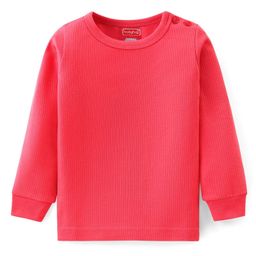 Babyhug Pull Over Full Sleeve Solid Color Thermal Vest - Coral-image-28