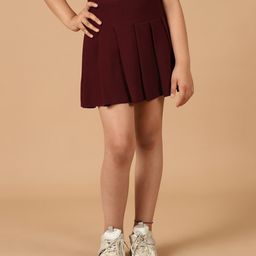 NEUDIS Solid Pleated Mini Skirt - Wine-image-47