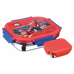 Joyo Spiderman Stainless Steel Lunch Box 550 ml with Dabbi 80 ml - Red-picture-10