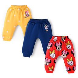 Babyhug Disney Interlock Knit Full Length Diaper Legging with Minnie Mouse Graphics Pack of 3 - Red Navy Blue & Red-image-26