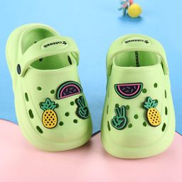 Cute Walk by Babyhug Clogs with Back Strap Closure & Fruits Applique - Green-image-46