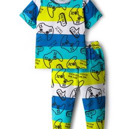 Honeyhap Premium 100% Cotton Knit Full Sleeves Co-ords Night Suit With Bio Finish & Text Print - Bright White-picture-5