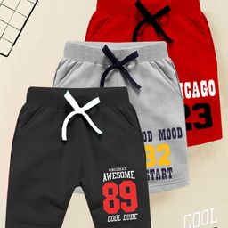 KUCHIPOO Cotton Blend Pack Of 3 Good Mood & Chicago Text Printed Shorts - Multi Colour-image-44