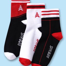 Pine Kids Knit Ankle Length Silvadur Antimicrobial Socks with Text Design Pack of 3 - Black & White-image-7