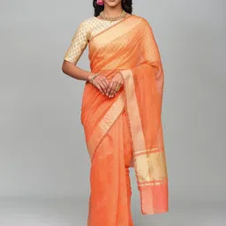 Exotic India Striped Zari Art Silk Banarasi Saree-picture-56