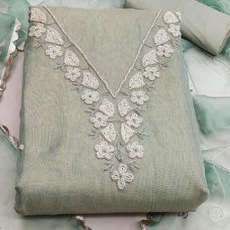SAINOOR Stones & Beads Work Semi-Stitched Dress Material-image-27