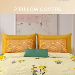 LIVING ROOTS Yellow & White Floral 210 TC Pure Cotton King Bedsheet Set 2.64 m x 2.64 m-image-98