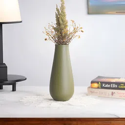 Homspurts Green Metal Matte Finished  Flower Vase-27
