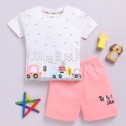 YK X Tinyo Girls Pure Cotton Printed Top with Shorts-image-122
