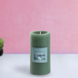 HOSLEY Green Set of 2 Eucalyptus Mint Aromatic Pillar Candles-11