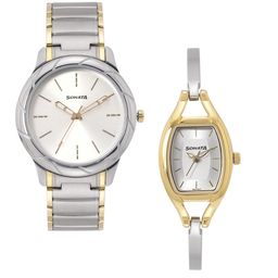 Sonata Unisex PAIRS Pair His and Her Analogue Watches NR71258114BM01-20
