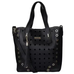 Elle Black Perforated Medium Tote Handbag-picture-35