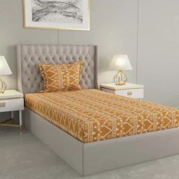 Raymond Home Delight Orange 104 TC Cotton Single Bedsheet with 1 Pillow Cover-image-19