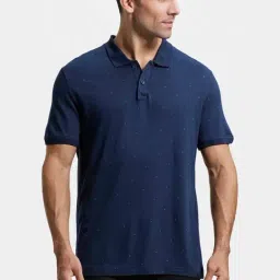 Jockey IM16 Navy Tencel Micro Modal & Cotton Blend Half Sleeves Polo T-Shirt-image-13