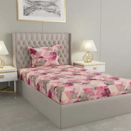 Raymond Home Delight Pink 104 TC Cotton Single Bedsheet with 1 Pillow Cover-image-95