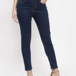 KASSUALLY Navy Relaxed Fit Mid Rise Jeans-image-53