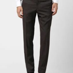 Van Heusen Brown Slim Fit Texture Trousers-picture-12