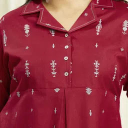 Globus Gloplus Notch Lapel Ethnic Print Button Down Plus Size A-Line Midi Dress image 4