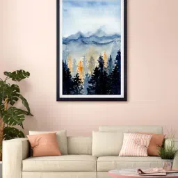 999store Blue & Black Snow Covered Mountain Canvas Painting-41
