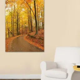 999store Yellow & Orange Beautiful Autumn Trees And Road Canvas Painting-37