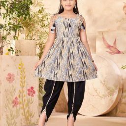 Aarika Kids Grey & Black Cotton Printed Kurti & Dhoti-42