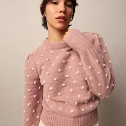 Only Dusty Pink Self Design Pullover-35