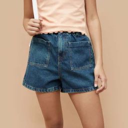 Ginger By Lifestyle Mid Blue Cotton Regular Fit Shorts-image-98