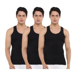 Dollar Bigboss Black Cotton Regular Fit Hutch Vests (Pack Of 3)-picture-34