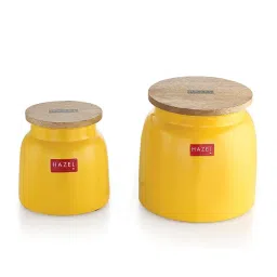 HAZEL Yellow Galvanized metal Storage Container with Lid - Set of 2 image 2