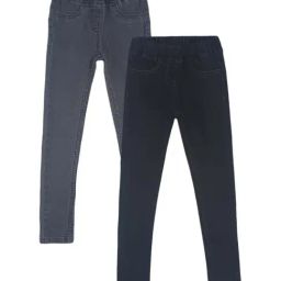 Tales & Stories Kids Black & Grey Cotton Jeggings - Pack of 2-image-83