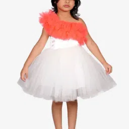 Foreverkidz White & Peach Solid Dress-image-50