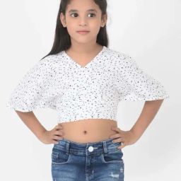Crimsoune Club Kids White & Black Printed Top-image-41
