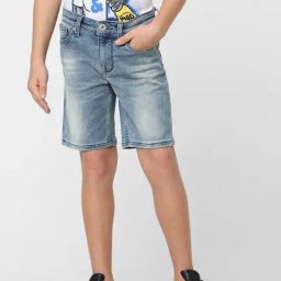 Jack & Jones Junior Boys Blue Cotton Washed Shorts-image-18