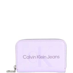 CALVIN KLEIN Europe Pastel Lilac Logo Zip Around Wallet For Women-42