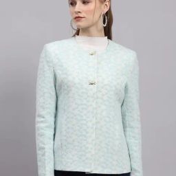Monte Carlo Blue Wool Blend Embroidered Full Sleeve Coat-image-13