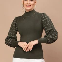 Mafadeny Green Turtle Neck Sweater-image-14