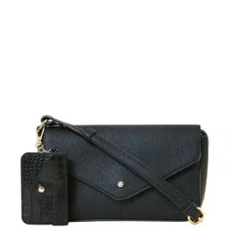 Accessorize London Black Solid Medium Sling Handbag-image-57