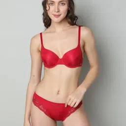Vero Moda Intimates Red Lace Medium Coverage Push-Up Bra-picture-10