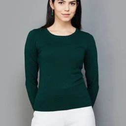 Code by Lifestyle Green Self Pattern Pullover-image-1