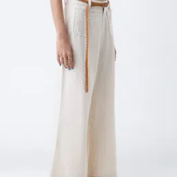 Bombay Paisley by Westside Off-White Wide-Leg Cotton Pants with Belt-picture-9