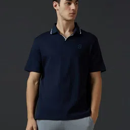 Supa Men Solid Polo Collar Cotton T-shirt-image-78