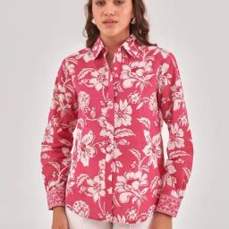 QOMN Fuchsia Cotton Printed Shirt-picture-16