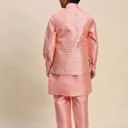 Pro-Ethic Style Developer Boys Pink Sequence Full Sleeves Self Design Kurta Sets image 2