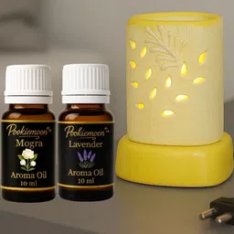 POOKIEMOON Yellow 3 Pieces Electric Aroma Diffuser with Mogra and Lemongrass -10ml Each-picture-23